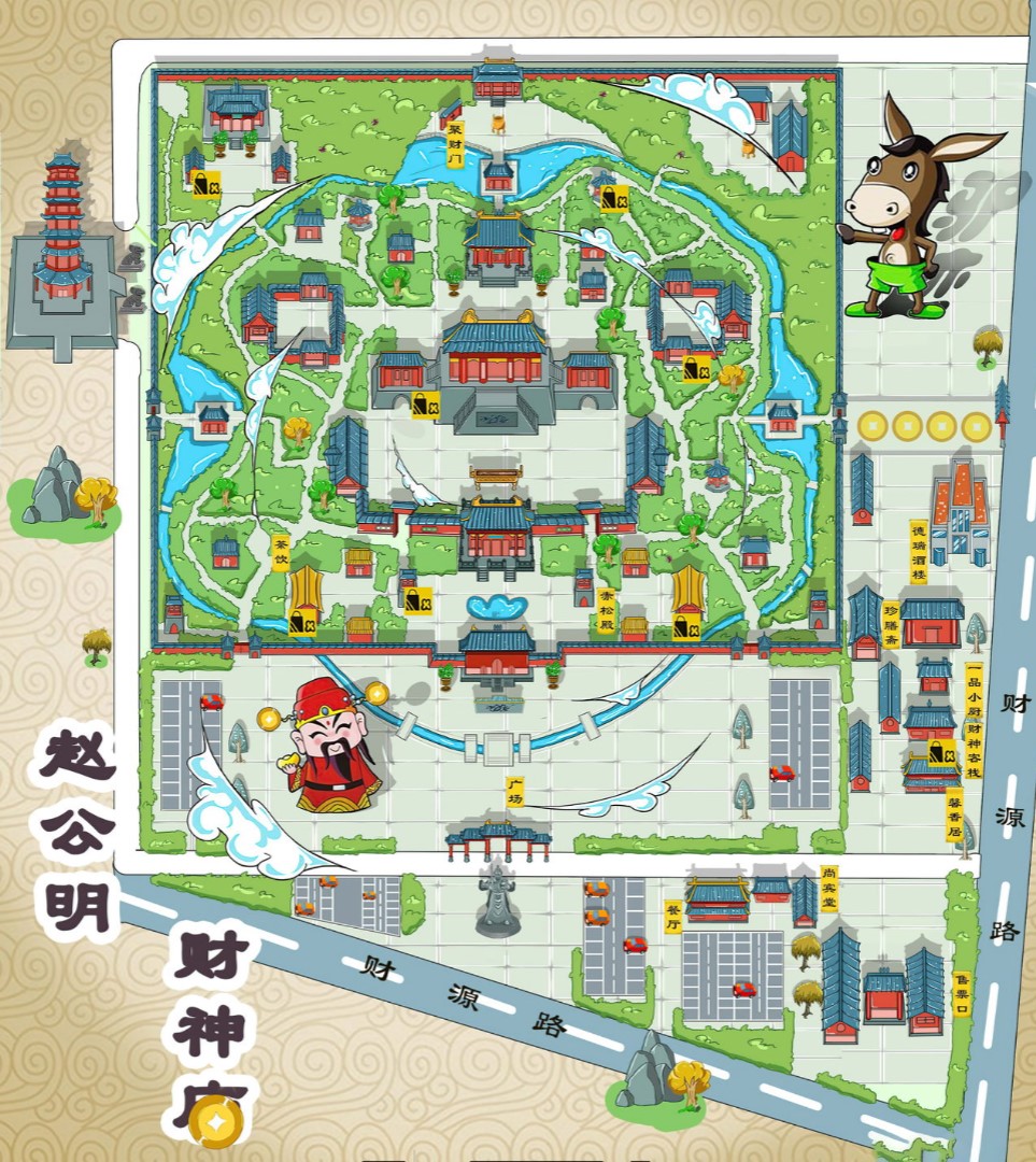 宕昌寺庙类手绘地图